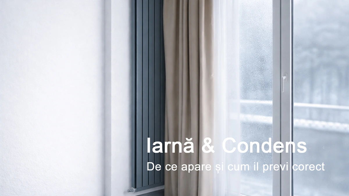 Condens pe geam termopan iarna, într-un apartament – diferență de temperatură și umiditate ridicată
