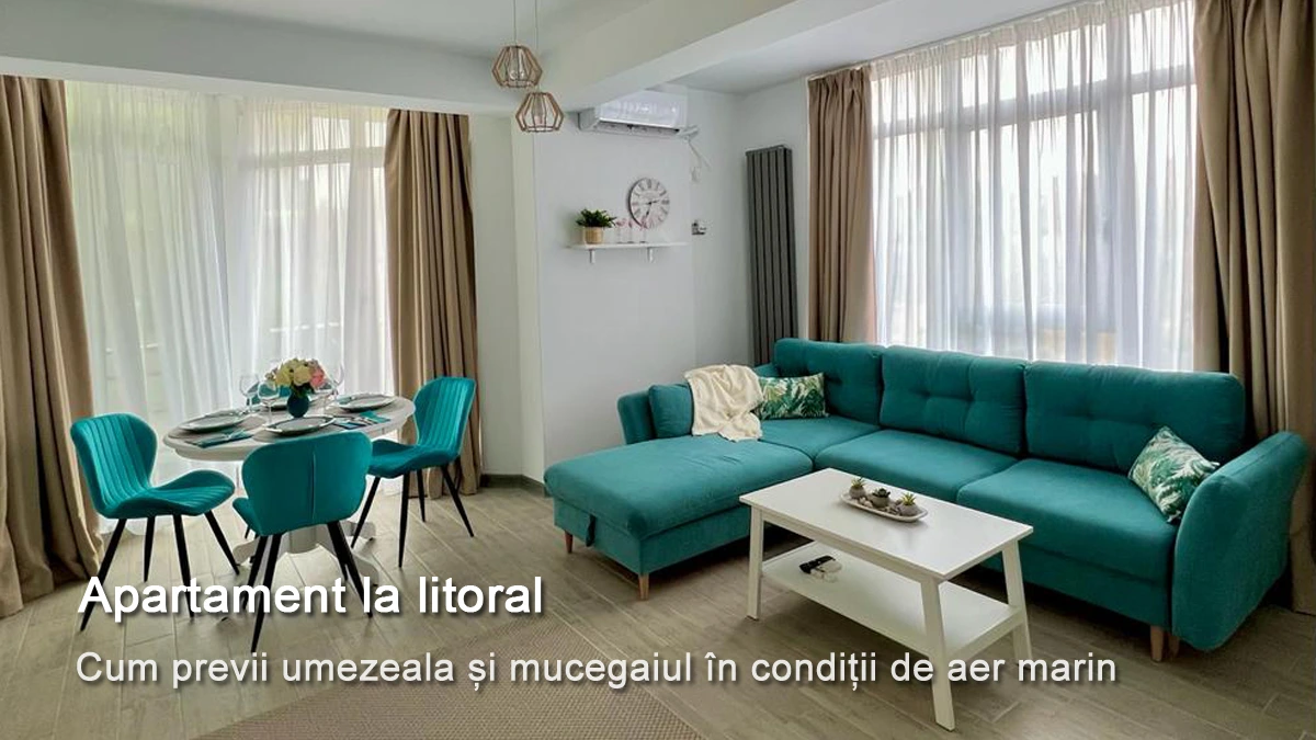 Apartament la litoral cu pereți exteriori și ferestre mari – context de umiditate și condens